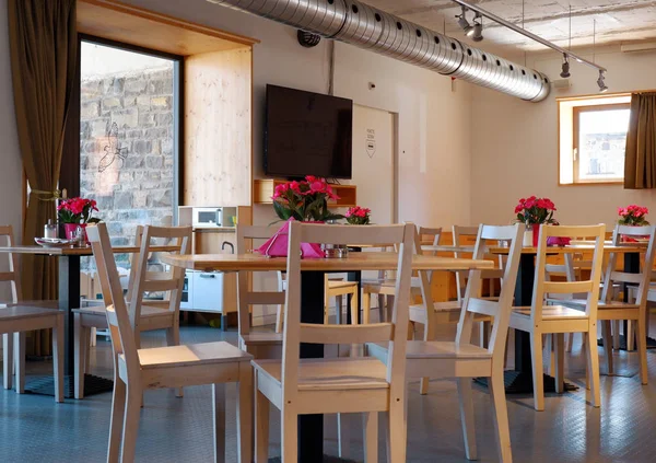 Restaurante Interior Con Muebles Madera — Foto de Stock