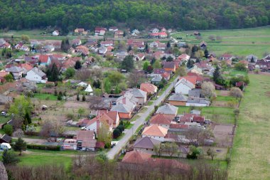 Doğal kırsal manzara, köyüne havadan görünümü