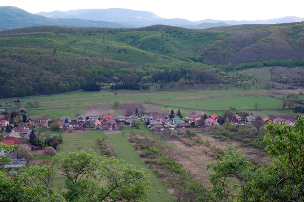 Peisaj Rural Scenic Vedere Aeriană Asupra Satului — Fotografie, imagine de stoc