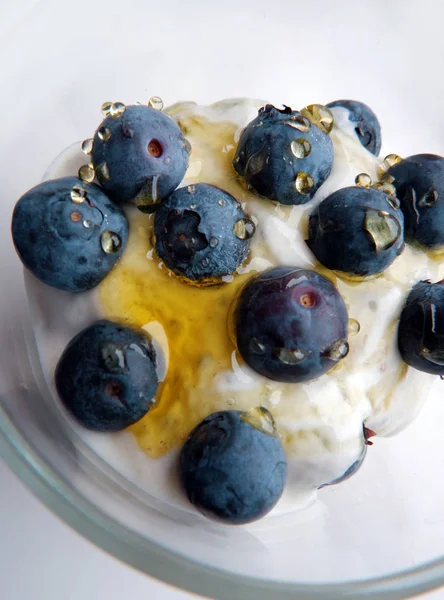 Petit Déjeuner Sain Fruits Été Fromage Chèvre Céréales Orge — Photo