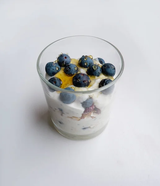 Desayuno Saludable Frutas Verano Queso Cabra Cereales Cebada — Foto de Stock