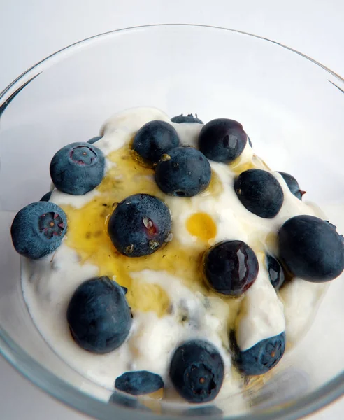 Colazione Sana Frutta Estiva Formaggio Capra Cereali Orzo — Foto Stock