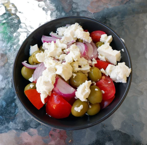 Salada Fresca Vista Perto Com Queijo Cabra — Fotografia de Stock