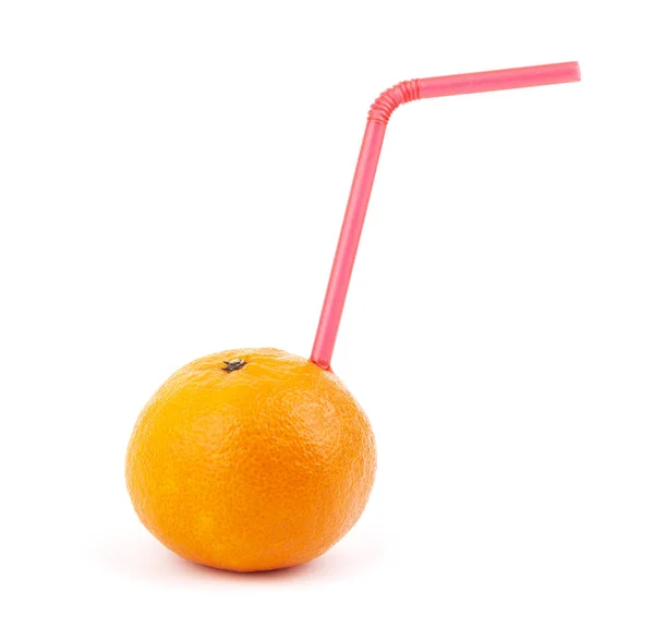 Tangerine Cocktail Straw Fresh Juice Concept — Stock Photo, Image