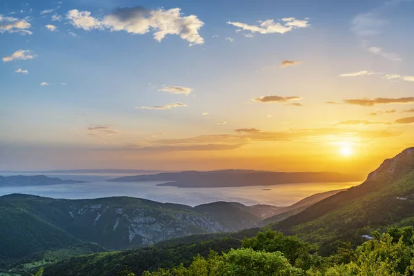 Pôr Sol Colorido Mar Adriático Croácia Destino Viagem Verão Popular — Fotografia de Stock