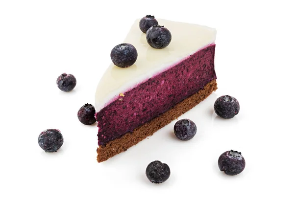 Delicious Blueberry Cheesecake White Background — Stock Photo, Image