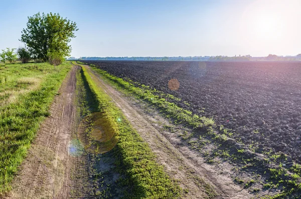 Newly cultivated field on the spring sun — Stock Photo, Image