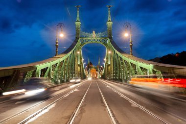 Budapeşte 'de Gece Özgürlük Köprüsü