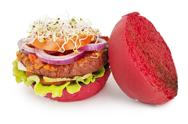 Hambúrguer Vegan com microgreens — Fotografia de Stock