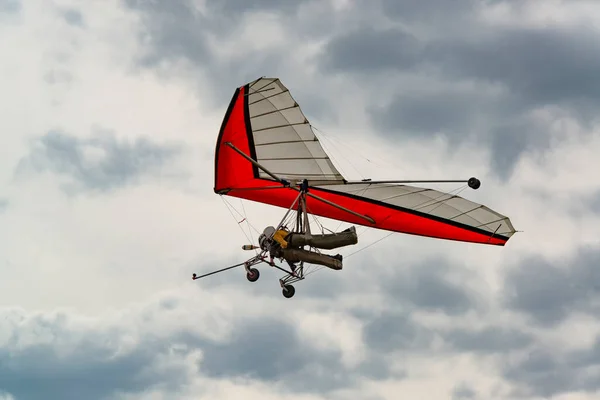 2020 Fasova Ukraine Tandem Hang Glider Pilot Passenger Learning Fly — Stock Photo, Image