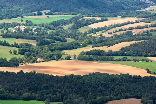 Beautiful Rural Landscape Cultivated Fields Hills Mountains South France — Stock Photo, Image