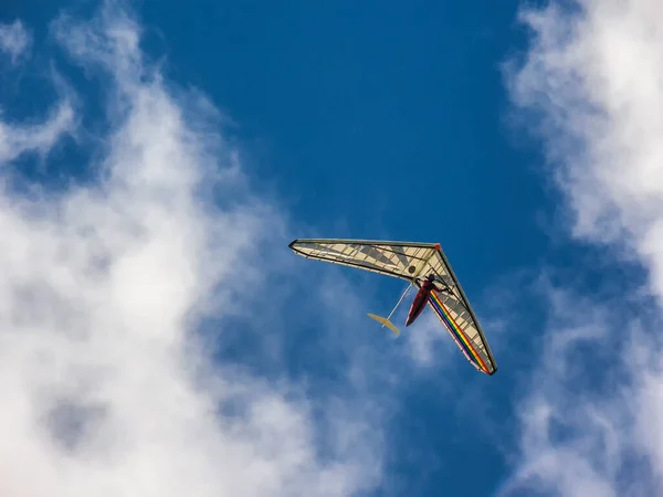 Bright Rainbow Colored Hang Glider Wing Sky — Stock Photo, Image