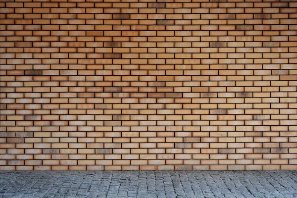 Backdrop Červené Cihlové Zdi Šedé Dlažby — Stock fotografie