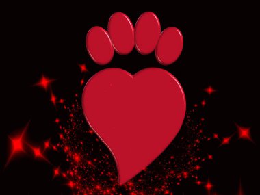 3D render Paw baskı aşk abstrac