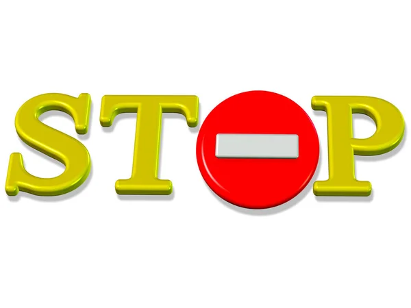 Rendering Del Segnale Stop Rappresenta Avvertimento Divieto — Foto Stock