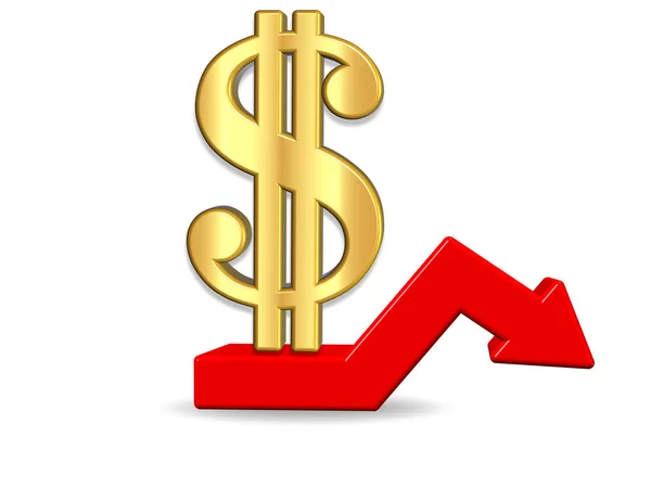 Render Dollar Falling Graph — Stock Photo, Image