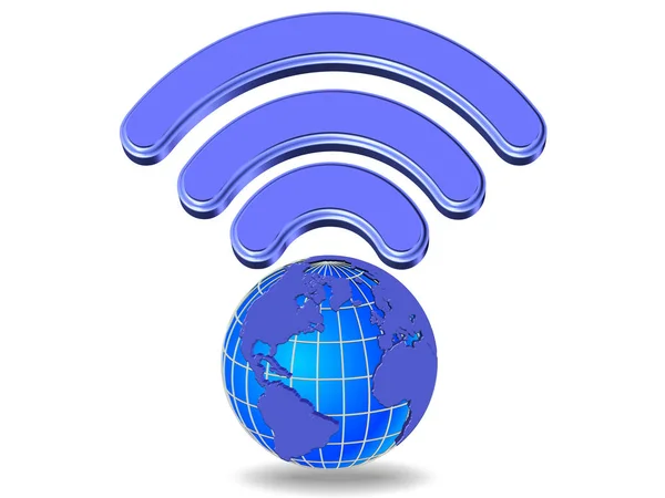 Render Wifi Con Mapa Del Mundo Ilustración Stock Foto —  Fotos de Stock