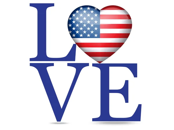 Love Usa Nationale Flagge Von Heart Vector — Stockvektor