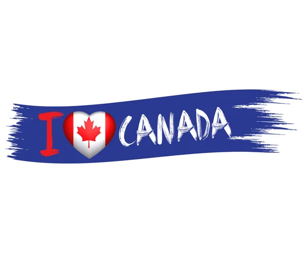 Ich Liebe Canada Flag Heart Vector — Stockvektor