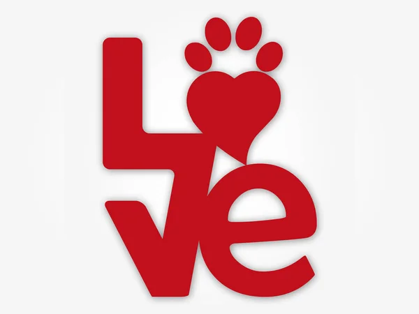 Kärlek Paw Print Heart Vector — Stock vektor