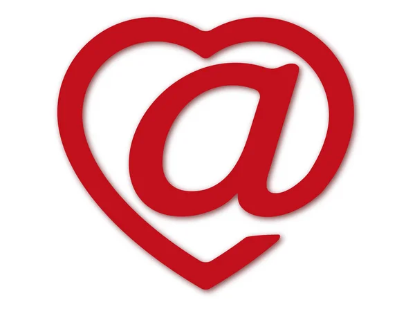 电子邮件徽章在心脏下的风格 — 图库矢量图片