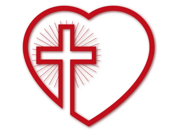 Corazón Con Fondo Cruz Cristiana Vector — Archivo Imágenes Vectoriales