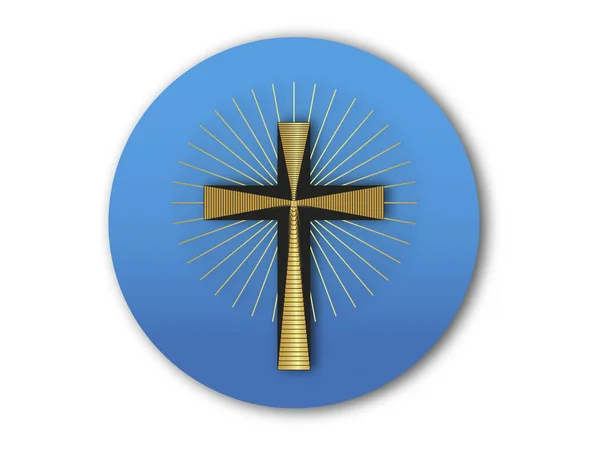 Religious Golden Cross Geometric Style Vector — Stock Vector