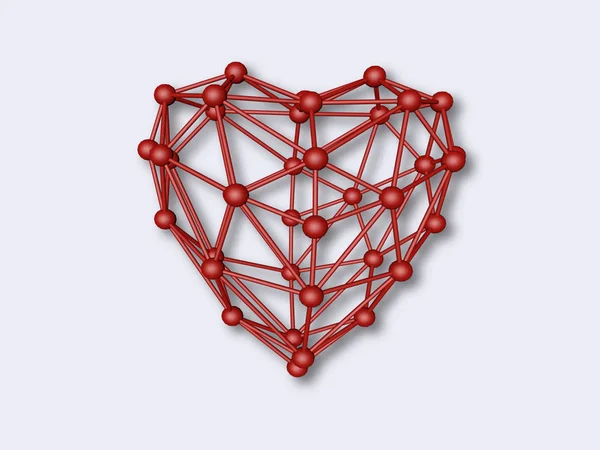 Render Wireframe Heart Polygonal Element — Stock Photo, Image