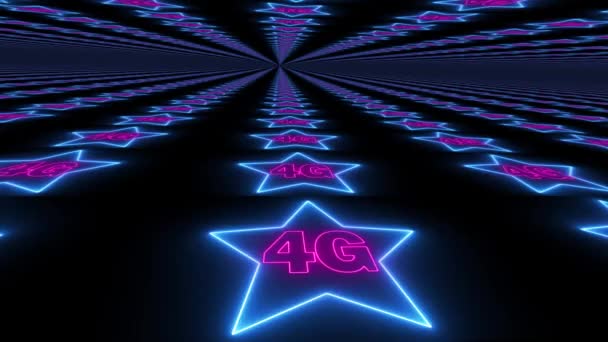 Video Animation Fast Mobile Network Blue Pink Background — Stock Video