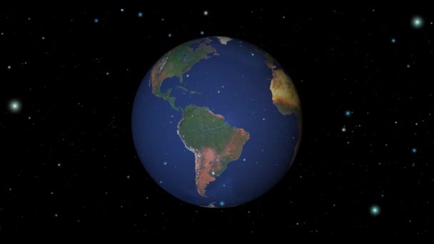 Planet Earth Globe Animation Country Borders Rotation 360 Degrees — Stock Video