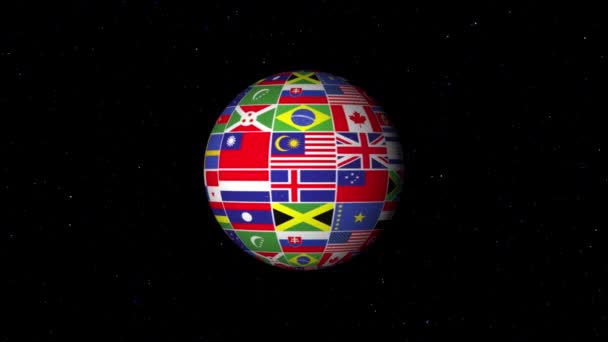 Render Animation International Flags Globe — Stock Video