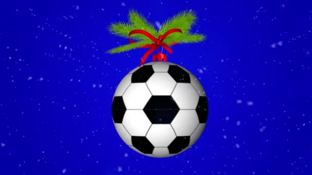 Render Animation Christmas Soccer Ball Rotating — Stock Video