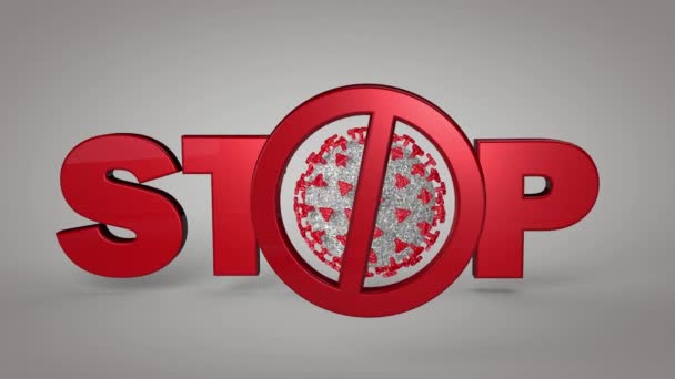 Render Animation Stop Outbreak Spread Covid Coronavirus Infection — Vídeo de Stock