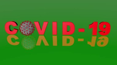 3D Animasyon Covid 19, pandemik koronavirüs, virüs sembolü, küresel uyarı
