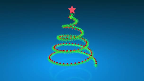 Різдвяна Графіка Руху Зеленим Екраном Мерехтливі Зірки Формі Різдвяної Ялинки — стокове відео