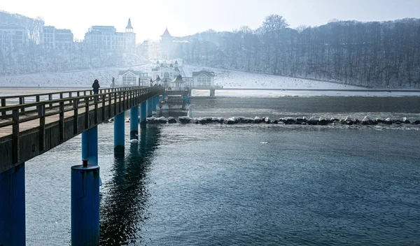 Jetée Station Balnéaire Sellin Hiver — Photo