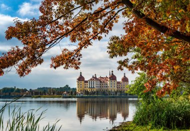 Moritzburg Kalesi Saksonya, ortak zemin fotoğraflandı görünümünü