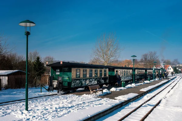 Nostalgica Ferrovia Rasender Roland Inverno Sull Isola Rgen Sul Mar — Foto Stock