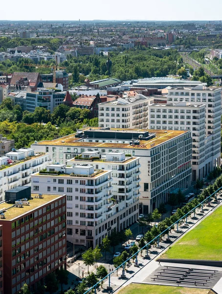 Berlín Desde Una Vista Pájaro Con Plaza Potsdam Torre Salón — Foto de Stock