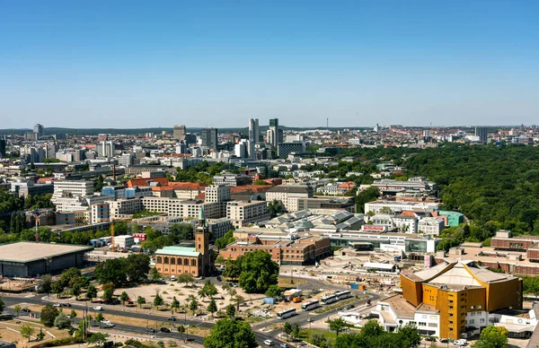 Berlin Aus Der Vogelperspektive Mit Potsdamer Platz Fernsehturm Philharmonie Und — Stockfoto