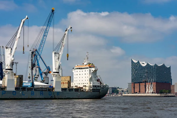 Container Schepen Hamburg Harbor Germany — Stockfoto