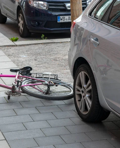 Traffic Accident Car Bicycle Road Traffic — Stock Photo, Image