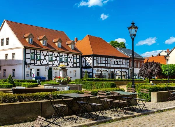 Case a graticcio nel centro storico di Tangermnde, Sassonia-Anhalt, Germania — Foto Stock