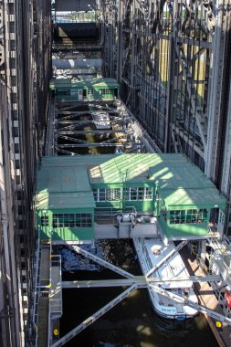 niederfinow, brandenburg, Almanya'da gemi asansör iç teknoloji