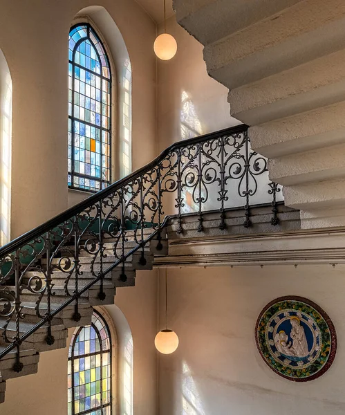 Trappenhuis Hal Historische Ramen Een Oud Berlijns Gebouw — Stockfoto