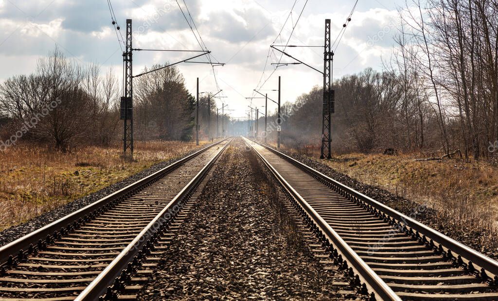 Tracks and rails of a railway line in Germany