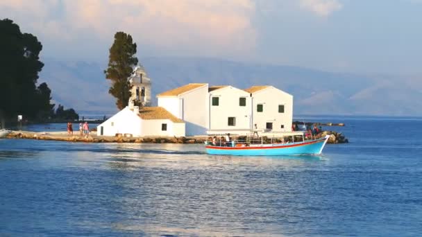 Yunanistan 2018 Ağustos Corfu Town Korfu Manastırda Vlachernae Vlacherna Corfu — Stok video