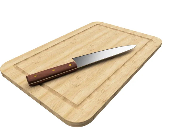 Cooks kniv på en träskiva. Stockfoto