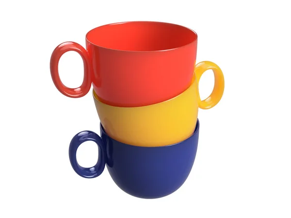 Three large mugs for tea or coffee — Φωτογραφία Αρχείου