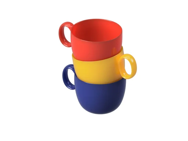 Tres tazas grandes para té o café 3D renderizado — Foto de Stock